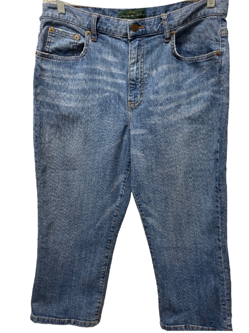 LRL Lauren Jeans Co. Womens Blue Denim Jeans 12 Distressed